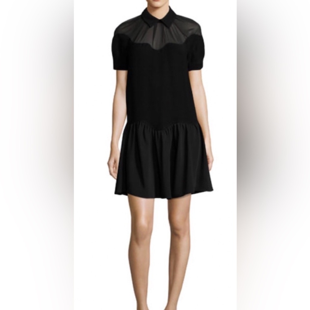 Opening Ceremony Black Short-Sleeve Collared Dress